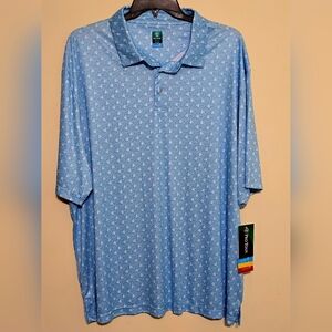 PGA Tour Light Blue Micro-Print Polo